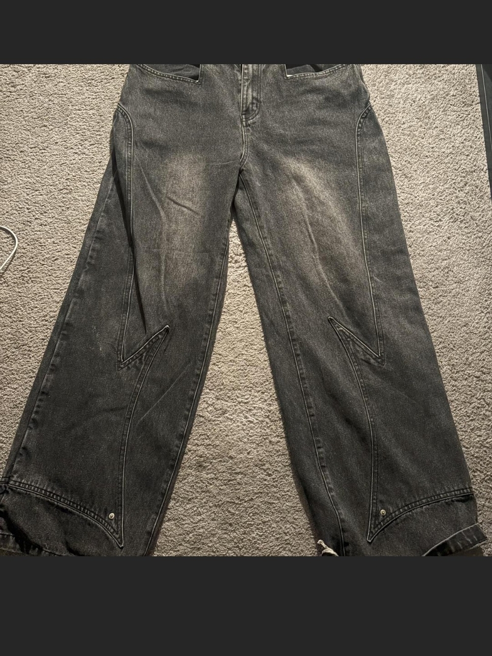 Black Fine Culture Wide-Leg Jeans